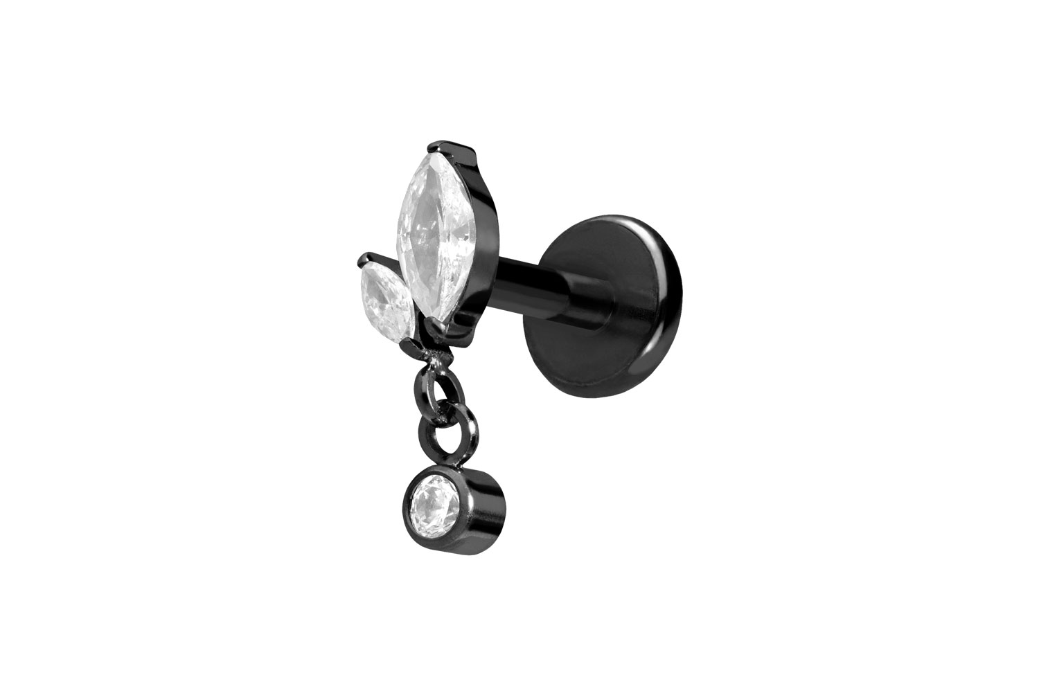 Titan Labret Piercing mit Push Fit KNOSPE + KRISTALL
